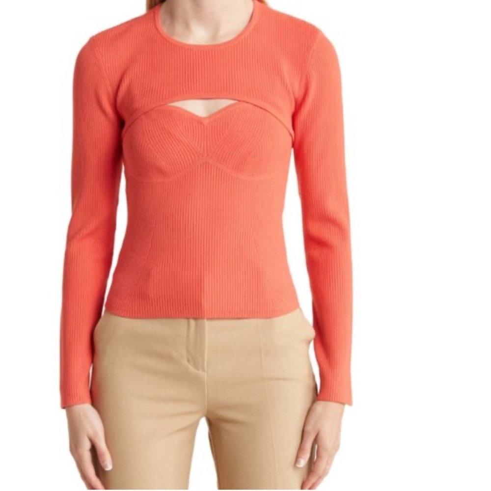 Derek Lam 10 Crosby NWT Women's Coral Ribbed Top. XS.